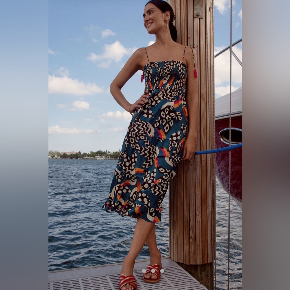 Farm Rio Toucan Tiered Midi Dress from Anthropologie